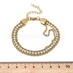 Doppellagige Armbänder aus Edelstahl 304 und Strass-Seilkette für Damen&nbsp;BJEW-F540-07G