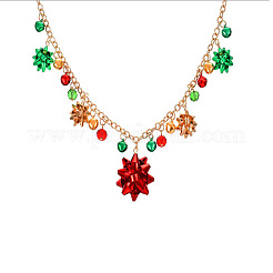 Ожерелья из сплава с подвесками в виде рождественского колокольчика и цветка WGBF40A-01