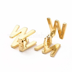 女性のための最初のフープピアス  18KGP本金メッキレター真鍮イヤリング  文字.w  12x14x9.5mm  ピン：0.8mm&nbsp;EJEW-P194-01G-W