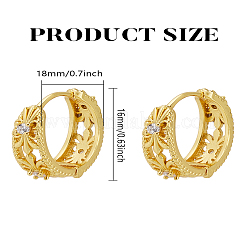 1 paire de boucles d'oreilles créoles en laiton avec micro pavé de zircones cubiques transparentes&nbsp;EJEW-LP0004-68G