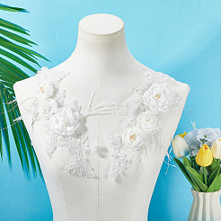 Нашивки из полиэстеровой ткани с цветочным рисунком&nbsp;DIY-WH20081-012B