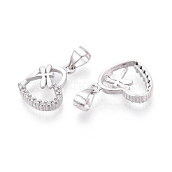 925 серебряное сердечко с микропаве из прозрачных кубических цирконий и подвесками в виде стрекоз&nbsp;STER-T008-83P