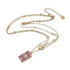 Collane a doppio strato con ciondolo a forma di stella con occhio smaltato in acciaio inossidabile 304 per donna&nbsp;STAS-Z105-05G