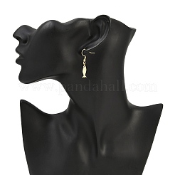 Серьги-подвески в виде рыбок из нержавеющей стали 304 и латуни&nbsp;EJEW-JE06635