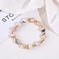 Натуральные бусины из яшмы розового цвета под зебру&nbsp;G-OC0001-22-10mm