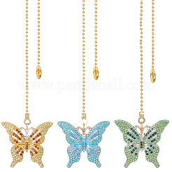 3 pieza de extensores de cadena para ventilador de techo con dijes de aleación de mariposa y rhinestone&nbsp;HJEW--CP00040