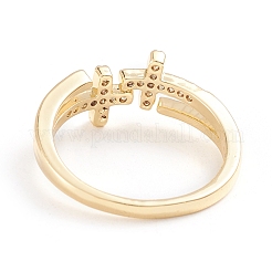 Регулируемые латунные кольца микро манжеты из прозрачного циркония RJEW-F101-18G