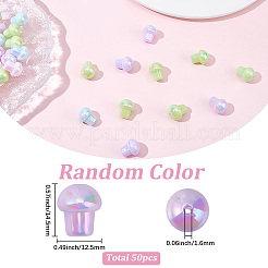 50 pz perline acriliche opache iridescenti arcobaleno con placcatura UV&nbsp;OACR-SC0003-06