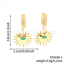 Элегантные латунные серьги-кольца в форме сердца с кубическим цирконием CU8537-1