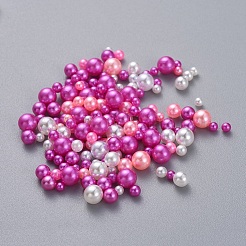 ABSプラスチック模造パール  穴がないビーズ  UVレジン封入パーツ  エポキシ樹脂ジュエリー作り  ラウンド  マゼンタ  2.3~4.7mm  約250個/袋&nbsp;KY-I005-01E