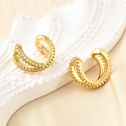 Латунные серьги-манжеты из прозрачного кубического циркония EJEW-K309-13G