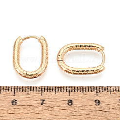304ステンレススチールフープピアス  テクスチャ付き楕円形  18KGP本金メッキ  18x13~13.5x2.5mm&nbsp;STAS-T074-30G