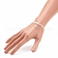 Bracciale elastico con perline acriliche a forma di cuore e ematite sintetica per donna&nbsp;BJEW-JB08159