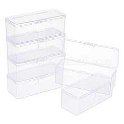 クリアプラスチックビーズ収納ケース  ヒンジ付き蓋付き  ビーズなど  長方形  透明  10.45x4.4x3.65cm&nbsp;CON-WH0072-38