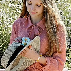 Наборы круглых силиконовых бусин с принтом&nbsp;SIL-YW0001-59