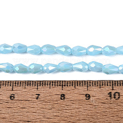 Brins de perles de verre galvanisées de couleur unie opaque&nbsp;LS-EGLA-N013-P4mm-B12