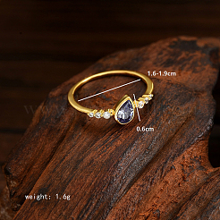 Элегантное винтажное серебряное кольцо-капля с цирконием S925 для женщин PV7544-3