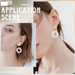 14 шт. латунная фурнитура для сережек-гвоздиков со стеклянными вставками&nbsp;KK-BBC0020-89