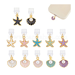 12 шт. 12 стили ПВХ пылезащитных мобильных заглушек с океанской тематикой&nbsp;HJEW-PH02299