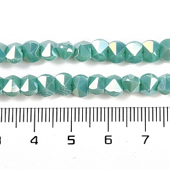 電気メッキガラスビーズセット  多面カット  メッキabカラー  コーン  淡緑色  5x6.5x5mm  穴：1.2mm  約95~100個/連  18.66~19.06''（47.4~48.4センチメートル）&nbsp;EGLA-B009-05A-08
