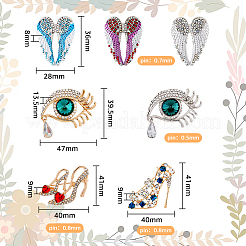 7 шт. туфли на высоком каблуке в двух стилях и броши со стразами в виде глаз и крыльев сердца&nbsp;JEWB-DC0001-04