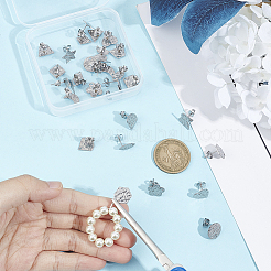 30 шт. 15 стиля 304 нержавеющая сталь текстурированные серьги-гвоздики фурнитура с отверстием STAS-UN0002-32