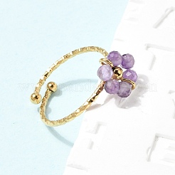 Bracciale regolabile in acciaio inox 304 con anelli aperti in pietra naturale mista.&nbsp;RJEW-P187-01G-08