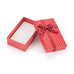 Schmuckgeschenkboxen aus Karton mit Tupfenmuster und Schleife&nbsp;LS-CON-TAC0001-10B