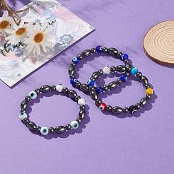 Non-magnétiques perles synthétiques d'hématite étirer bracelets&nbsp;BJEW-JB05895
