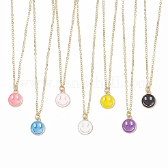 Ожерелья с подвеской в виде улыбающегося лица из эмали NJEW-JN05259