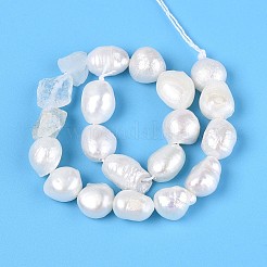 Натуральные топазовые самородки и нити бусин из натурального культивированного пресноводного жемчуга PEAR-N023-01A-19