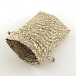 Sacs en polyester imitation toile de jute sacs à cordon&nbsp;ABAG-R004-18x13cm-05
