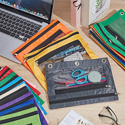 Cuthollow 24шт 12 цвета прямоугольник ткань Оксфорд 3 кольца ручка карандаш сумки на молнии ABAG-CL0001-13
