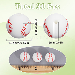 30 Stück Baseball-Silikonperlen&nbsp;SIL-SC0002-64