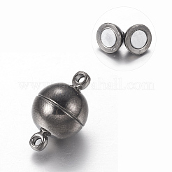 ループ付き真鍮製マグネットクラスプ  ラウンド  ガンメタ色  16x10mm  穴：1.2mm&nbsp;X-PALLOY-MC043-3B
