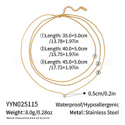 Европейская 304 нержавеющая сталь прозрачный кубический цирконий плоский круглый кулон 3 слой ожерелья для женщин OW9189