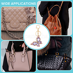 Porte-clés papillon en alliage de zinc et strass&nbsp;KEYC-WH0053-045G-01