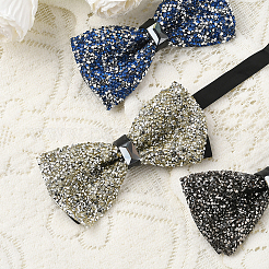 1шт полиэстер со стразами галстуки-бабочки для жениха&nbsp;AJEW-SP0003-32E