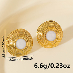 304ステンレススチールフラットラウンドスタッドピアス  エナメル  ゴールドカラー  23x22mm&nbsp;DV1097-2
