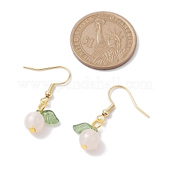 アクリルダングルピアス  304ステンレススチールピアスフック付き  葉っぱ  パールピンク  32.5x12.5mm&nbsp;EJEW-JE05749-03