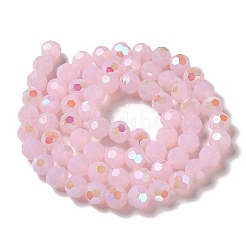 ジェイド風ガラスビーズ連売り  ファセット（32ファセット）  ラウンド  パールピンク  10x9mm  穴：1.3mm  約65~68個/連  24.13~24.21''（61.3~61.5センチメートル）&nbsp;EGLA-A035-J10mm-L02