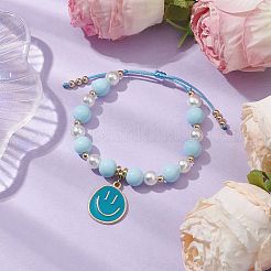 Braccialetti regolabili con perline intrecciate acriliche rotonde&nbsp;BJEW-JB10644-02