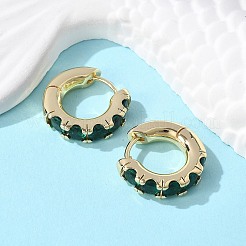 Серьги-кольца с зеленым кубическим цирконием EJEW-C022-08G