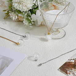 4 pièce 2 couleurs verre transparent ouvrable bouteille ronde urne pour animaux de compagnie pendentif cendres 304 chaîne de câble en acier inoxydable colliers&nbsp;NJEW-DR00027