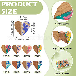 16 шт. подвески из 8-х цветов из смолы и ореха FIND-TA0006-42