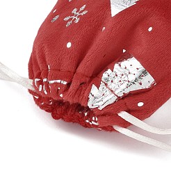 Рождественские бархатные сумки для хранения с серебряным тиснением ABAG-Q053-01A-02C