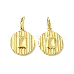 イオンプレーティング（IP）304ステンレスペンダント  丸カン付き  平角四角 チャーム  14KGP本金メッキ  19x16x2.5mm  穴：3.5x5.5mm&nbsp;STAS-F284-09G