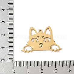 304ステンレスペンダント  中空の猫の形チャーム  ゴールドカラー  20x30x1.5mm  穴：1.5mm&nbsp;STAS-F326-08A-G