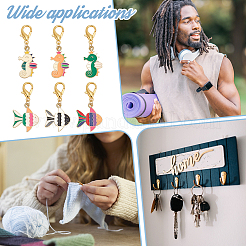 Кулон из легированной эмали морской конек и бабочка с замком маркеры петель HJEW-AB00008