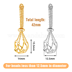 2 шт. 2-х цветная латунная полая круглая клетка подвесные украшения AJEW-FH0004-30